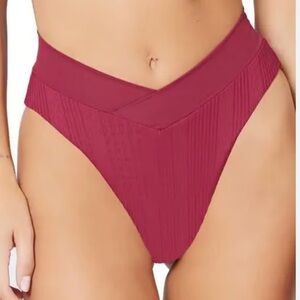 L*Space L Space Bitsy Cut Ribbed Bikini Bottoms In Cabernet SZ SP NWOT